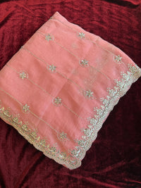 Chanderi silk Saree - Blush pink - saree