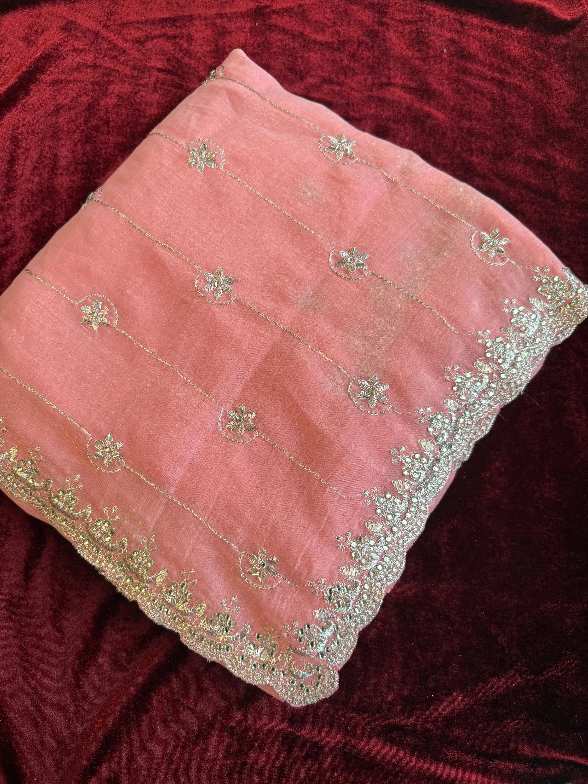 Chanderi silk Saree - Blush pink - saree