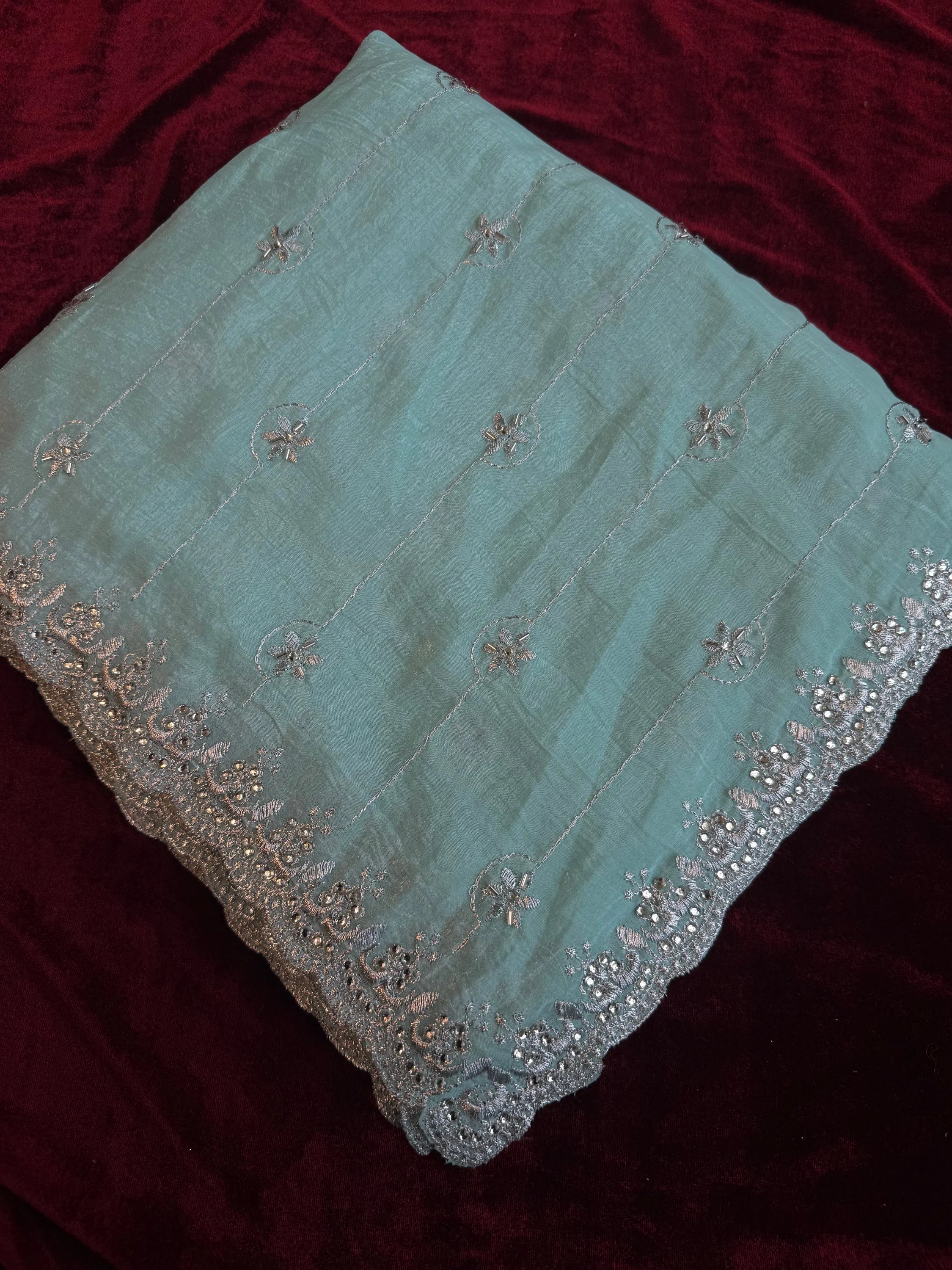 Chanderi silk Saree - Sea green - saree