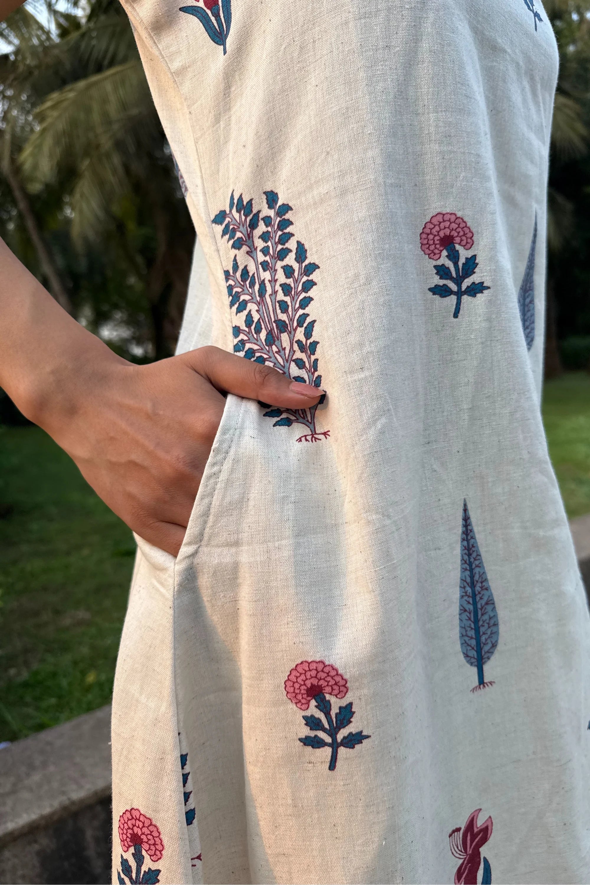 Cotton linen floral printed co-ord set - S - Co-ord set