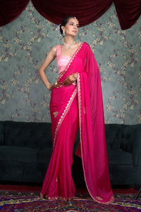 Gulabi Noor Saree