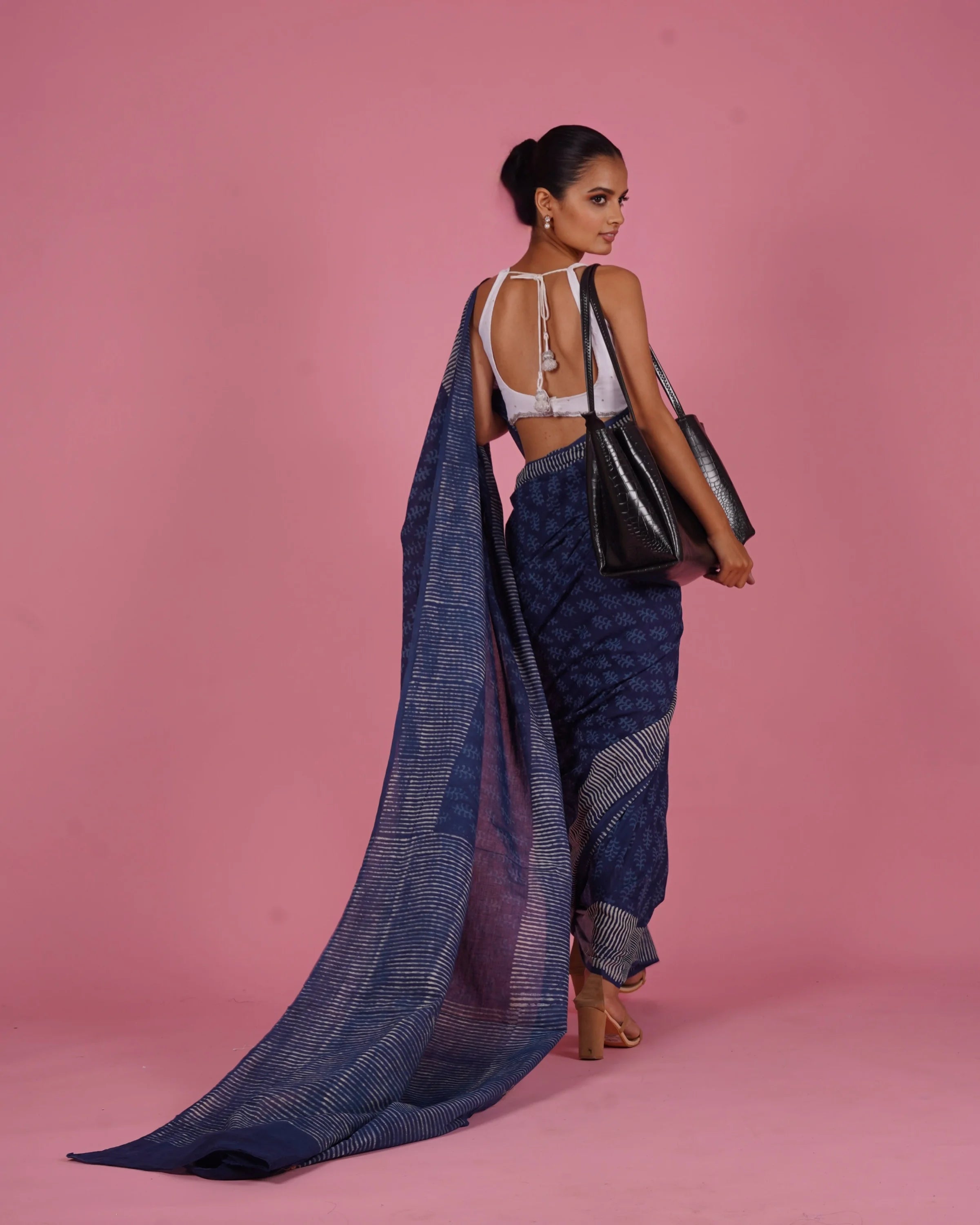 Mul Cotton Saree Blue saree