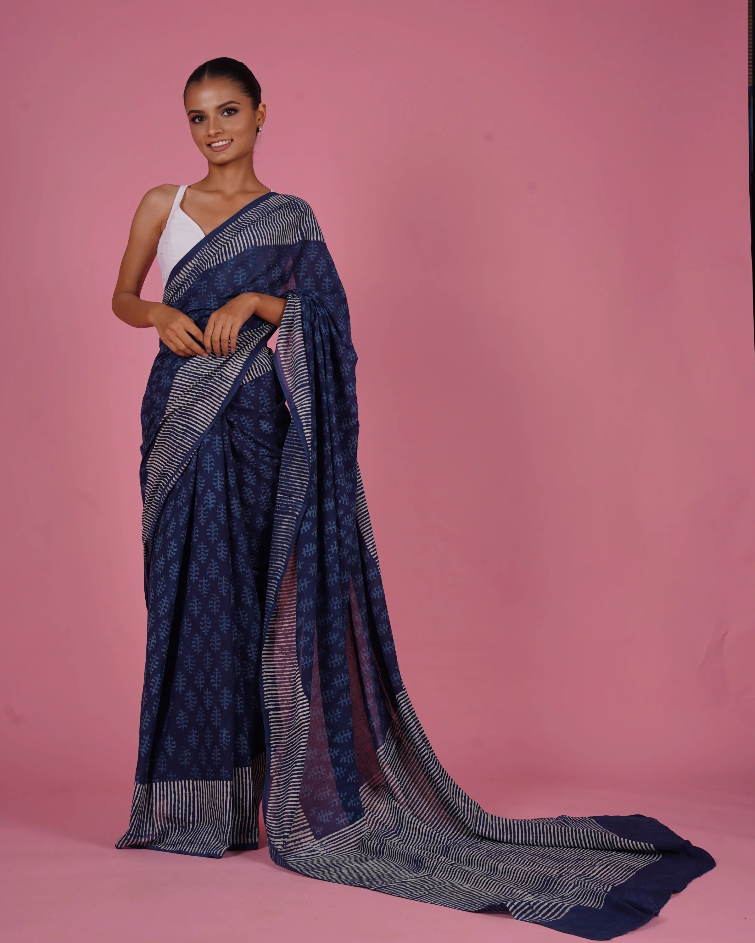 Mul Cotton Saree Blue saree