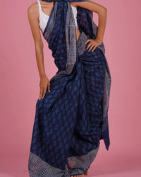Mul Cotton Saree Blue saree