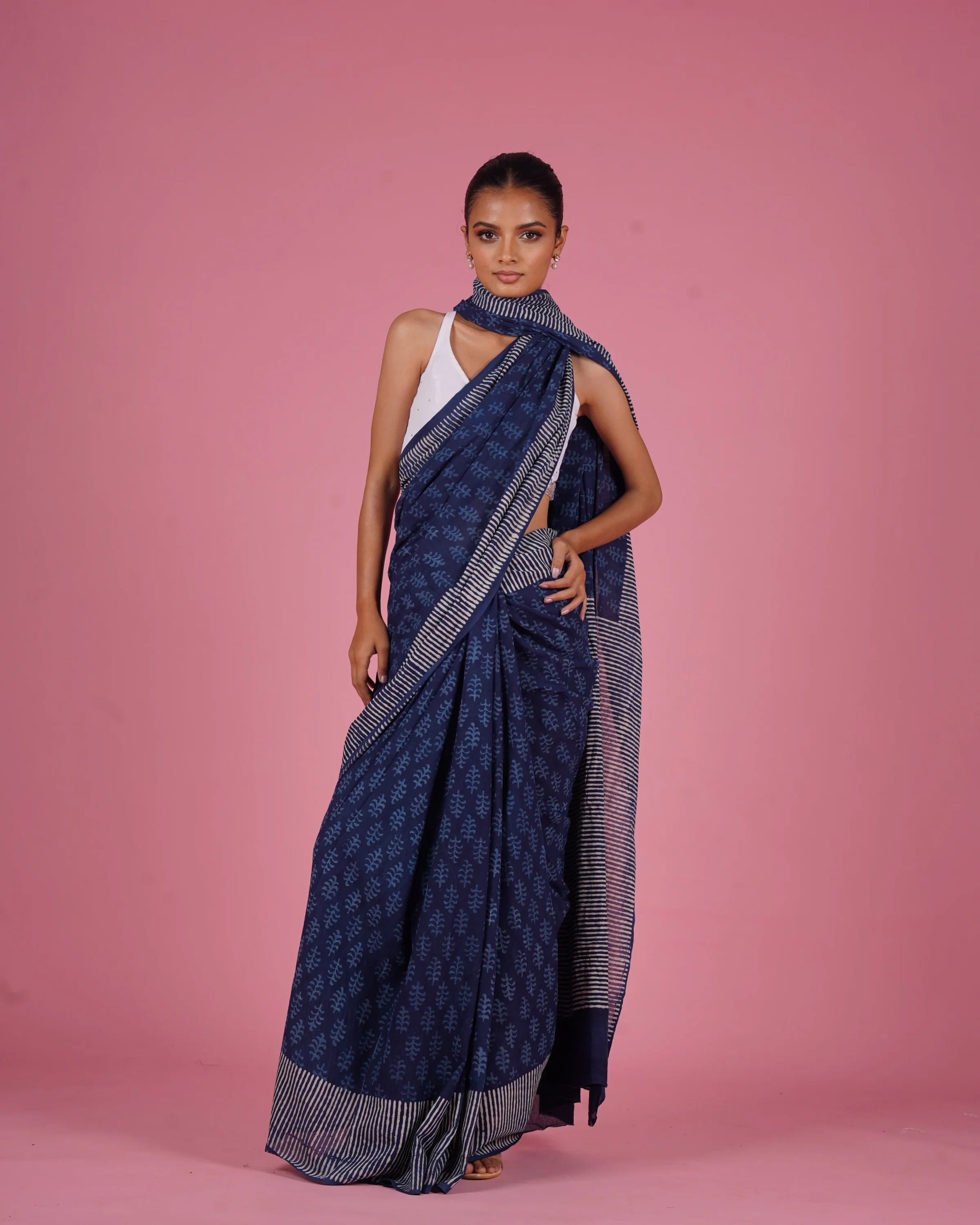 Mul Cotton Saree Blue saree