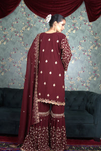 Noir Naaz Mehroon Garara