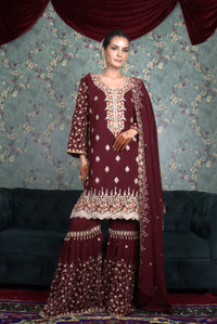 Noir Naaz Mehroon Garara