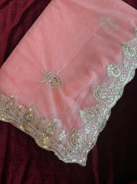 Pastel Sarees With Embroidery - Baby pink - saree