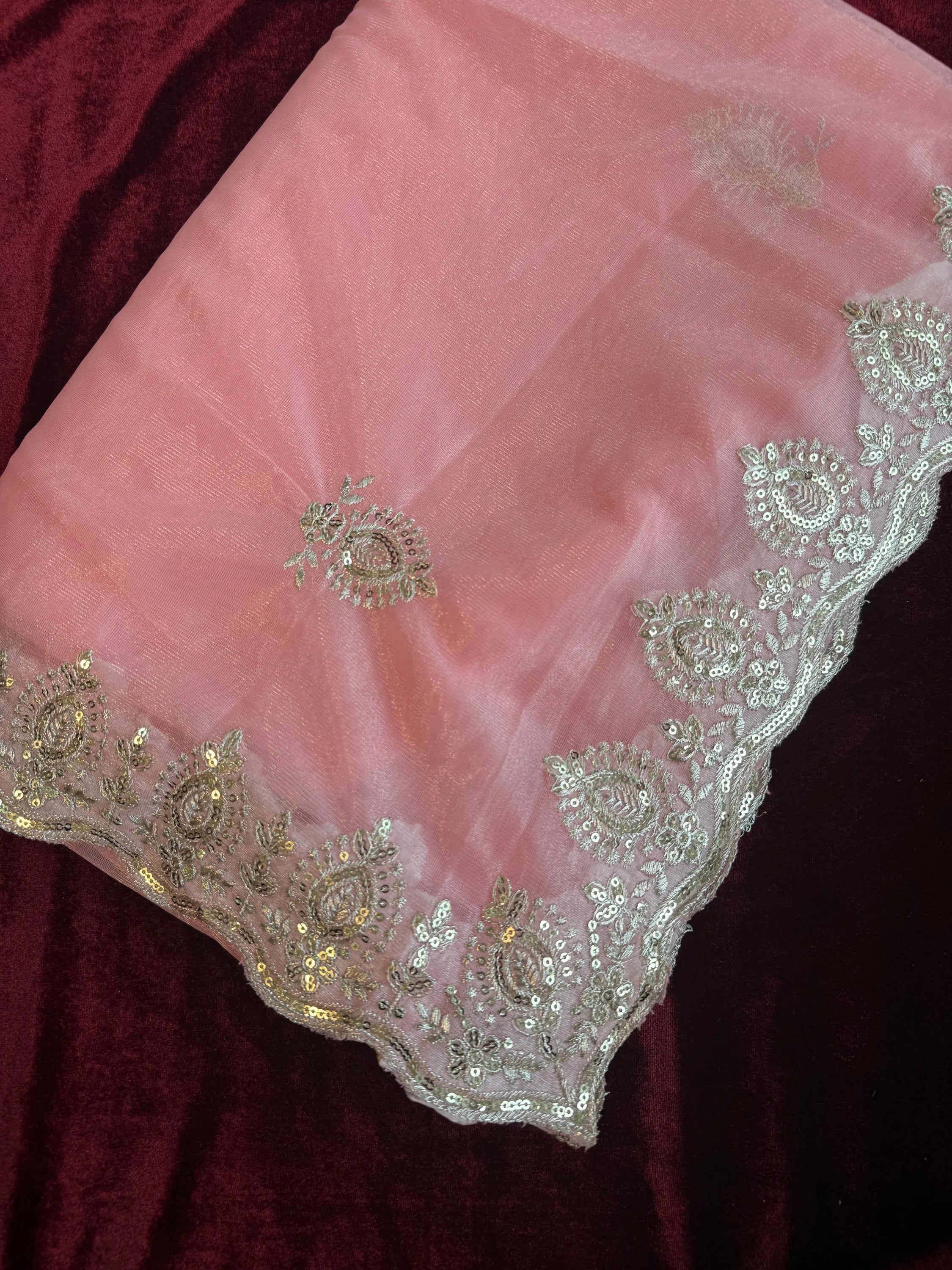 Pastel Sarees With Embroidery - Baby pink - saree
