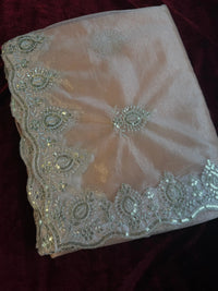 Pastel Sarees With Embroidery - Peach - saree