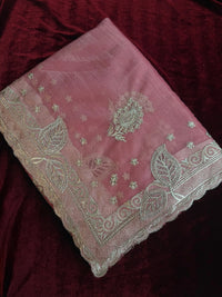 Tissue Silk Saree - Blush pink - saree