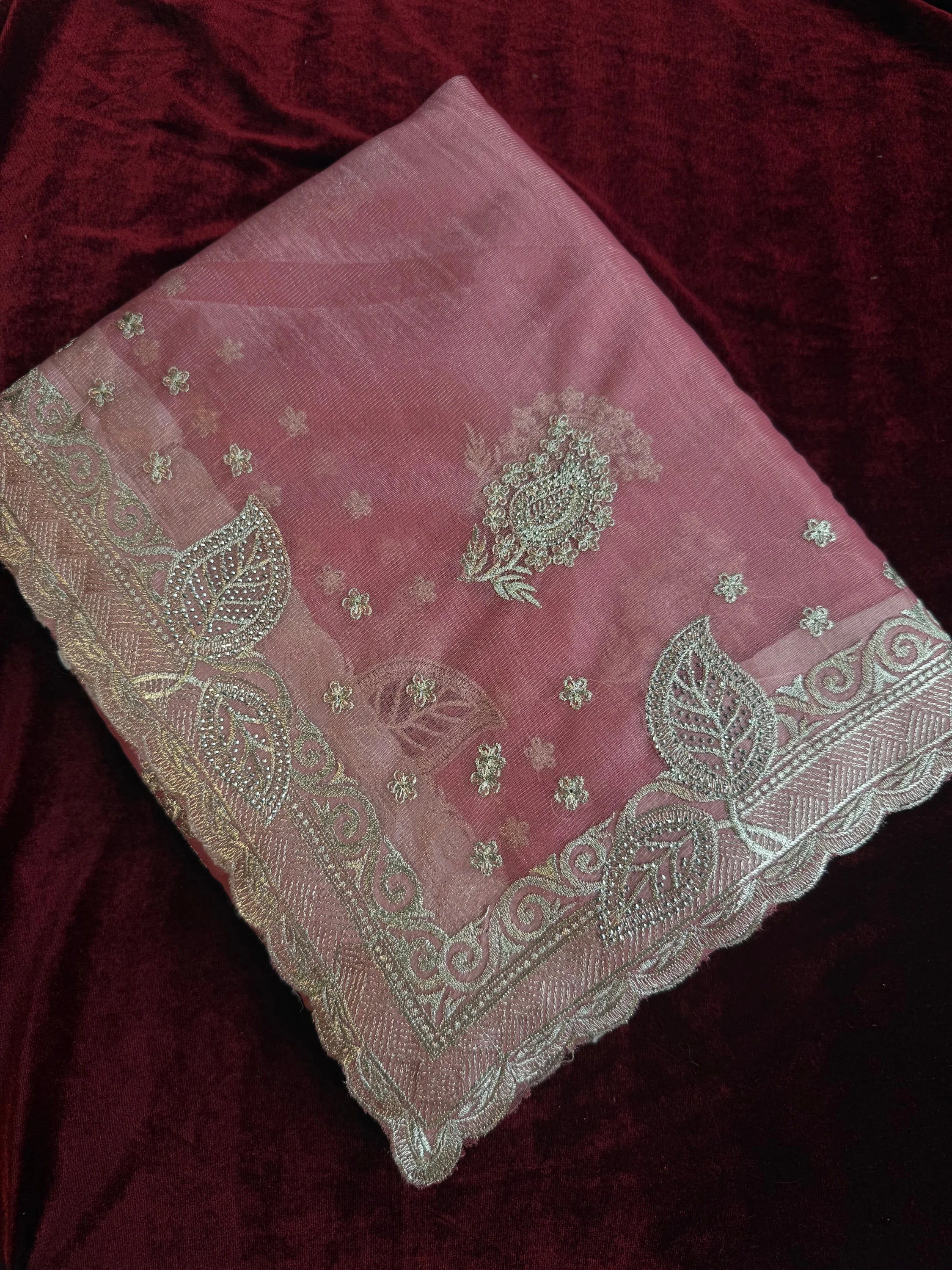 Tissue Silk Saree - Blush pink - saree