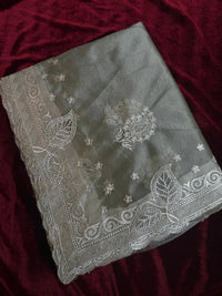 Tissue Silk Saree - Dark green - saree