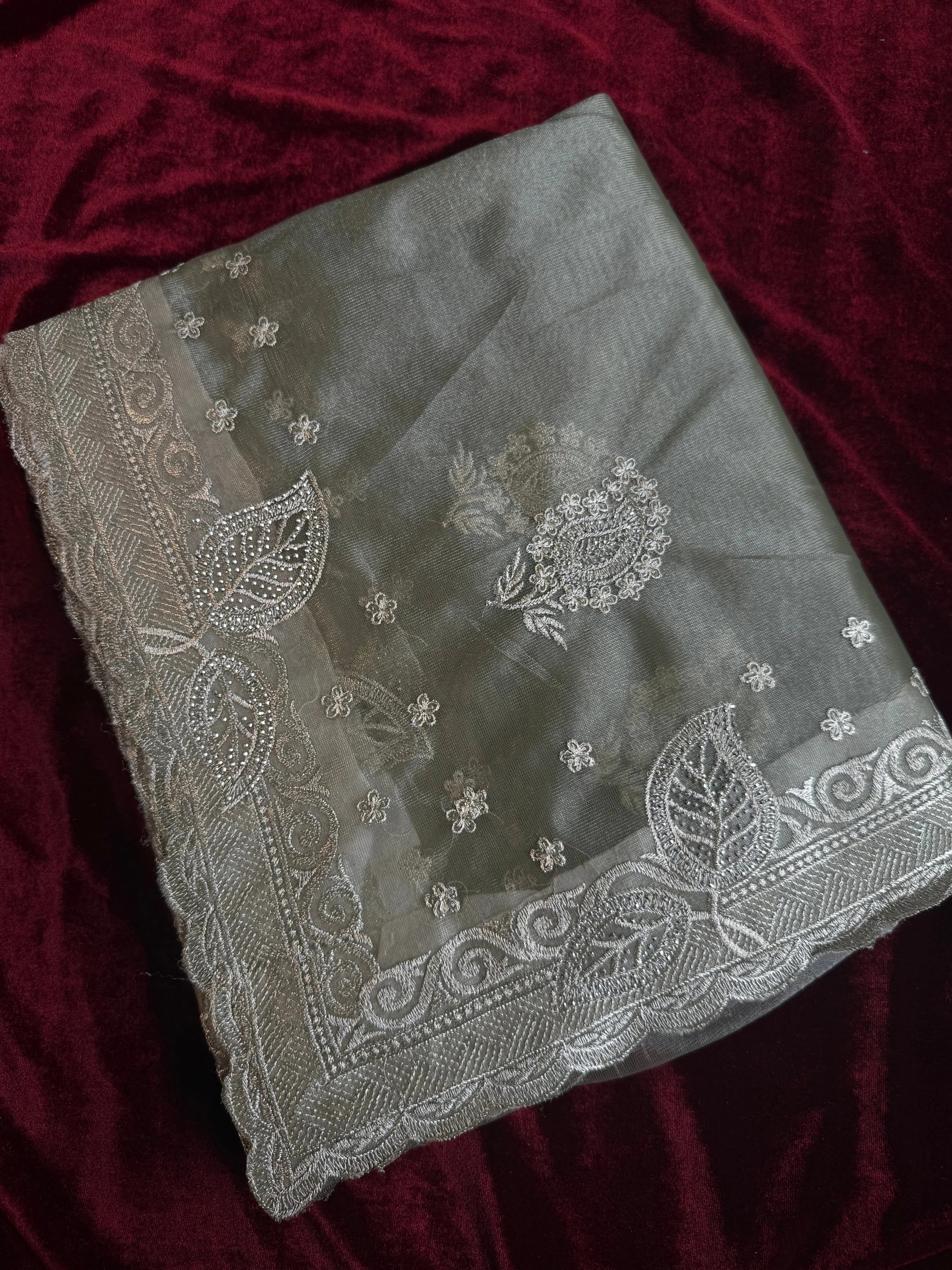Tissue Silk Saree - Dark green - saree