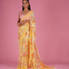Printed Floral Saree With Beeds