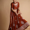Rust embroidered lehenga